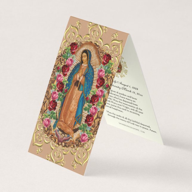 Catholic Funeral Guadalupe Prayer Holy Card (Front)