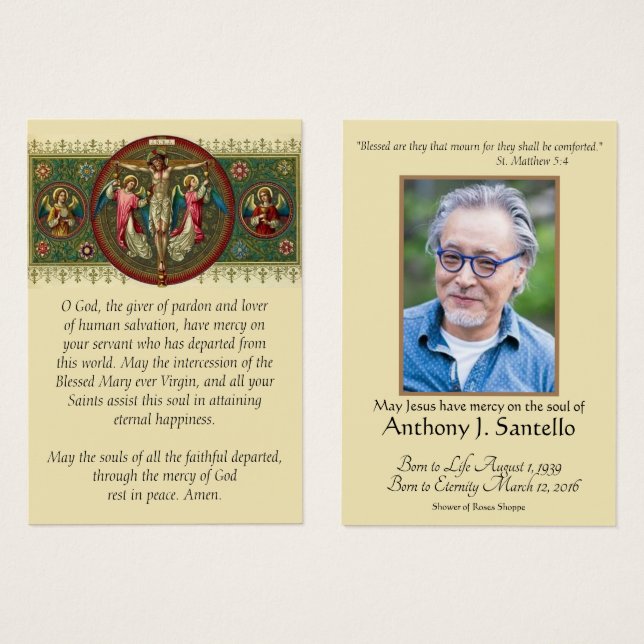 Catholic Funeral Jesus Memorial Prayer Holy Card (Front & Back)