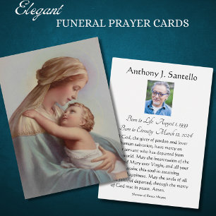 Catholic Funeral Mary Memorial Prayer Holy Card