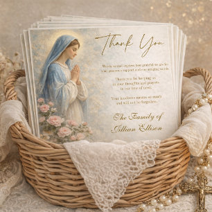 Catholic Funeral Memorial Blessed Mother Mary  Thank You Card
