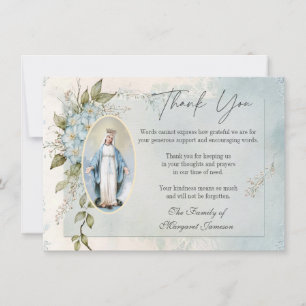 Catholic Funeral Memorial Blessed Virgin Mary Thank You Card
