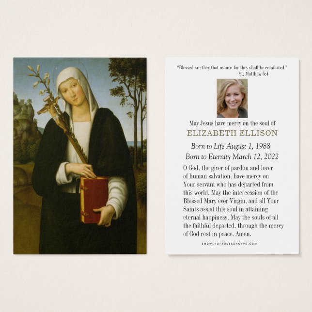 Catholic Funeral Memorial Catherine of Siena (Front & Back)