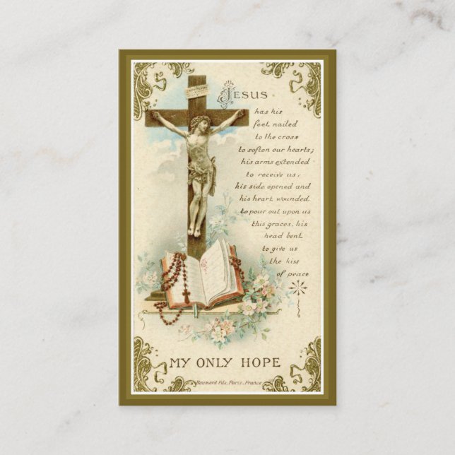 Catholic Funeral Memorial Crucifix Holy Card (Front)