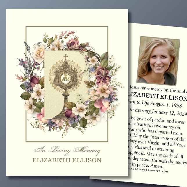 Catholic Funeral Memorial Eucharist Prayer Card (Creator Uploaded)