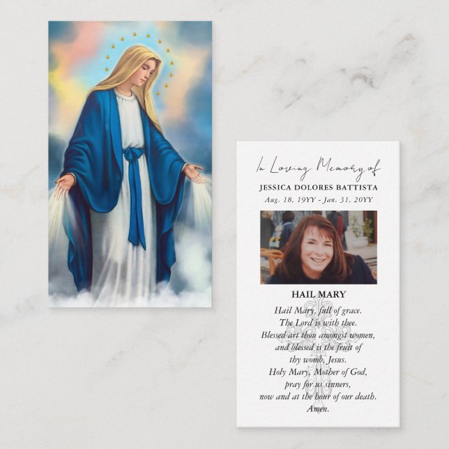 Catholic Funeral Memorial Holy Prayer Card (Front/Back)