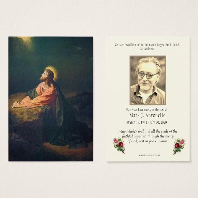 Catholic Funeral Memorial Jesus Holy Card (Front & Back)
