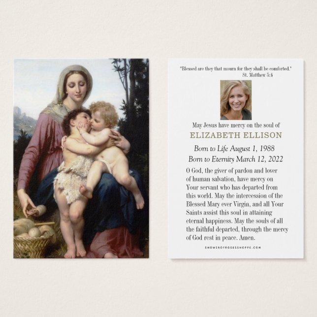 Catholic Funeral Memorial Jesus Mary  (Front & Back)