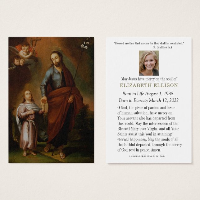 Catholic Funeral Memorial Jesus St. Joseph (Front & Back)