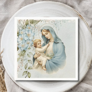 Catholic Funeral Memorial Jesus Virgin Mary  Napkin