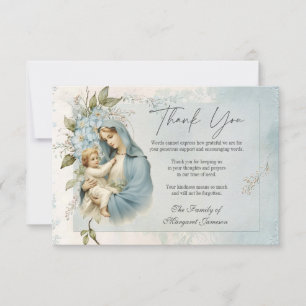Catholic Funeral Memorial Jesus Virgin Mary Thank You Card