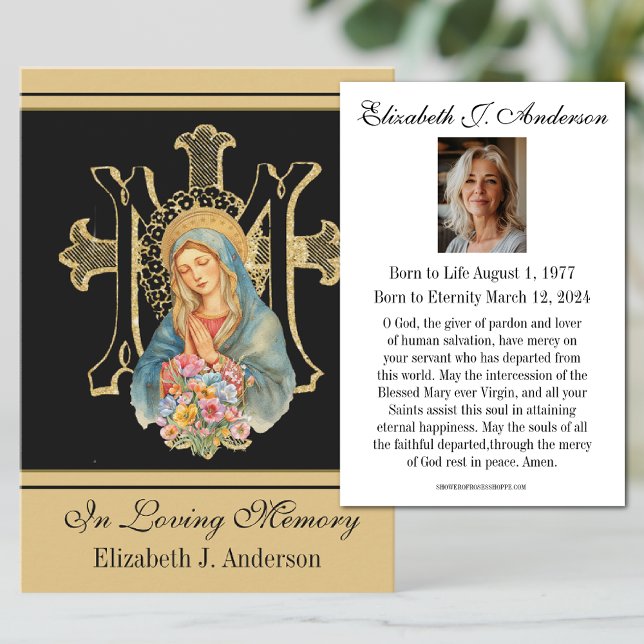 Catholic Funeral Memorial Mary Prayer Card (Creator Uploaded)