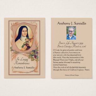 Catholic Funeral Memorial Prayer Holy Card