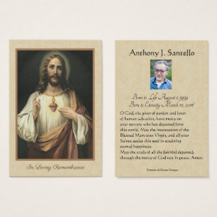 Catholic Funeral Memorial Prayer Holy Card