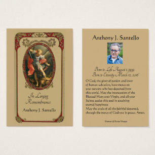 Catholic Funeral Memorial Prayer Holy Card