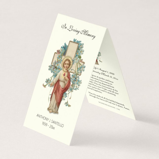 Catholic Funeral Memorial Prayer Holy Card (Front)