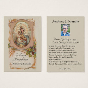 Catholic Funeral Memorial Prayer Holy Card