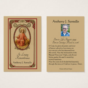 Catholic Funeral Memorial Prayer Holy Card