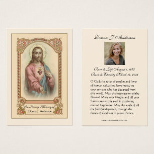 Catholic Funeral Memorial Prayer Holy Card
