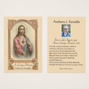 Catholic Funeral Memorial Prayer Holy Card