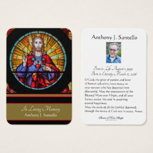 Catholic Funeral Memorial Prayer Holy Card