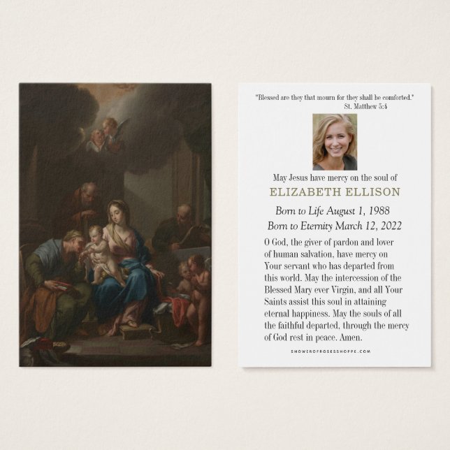 Catholic Funeral Memorial Prayer Holy Family (Front & Back)