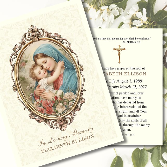Catholic Funeral Memorial Sympathy Prayer Card (Creator Uploaded)