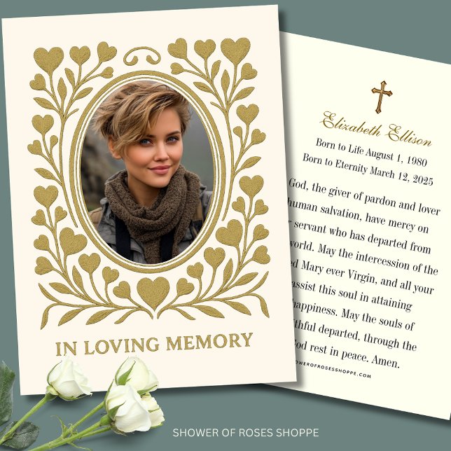 Catholic Funeral Prayer Memorial Hearts Gold (Creator Uploaded)