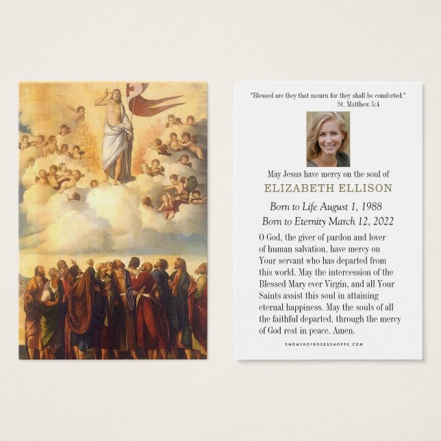 Catholic  Funeral Prayer Memorial Jesus (Front & Back)