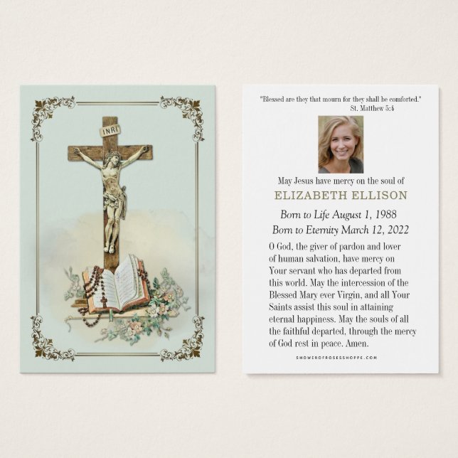 Catholic  Funeral Prayer Memorial Prayer Card (Front & Back)