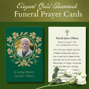 Catholic Funeral Prayer Memorial Shamrocks Irish