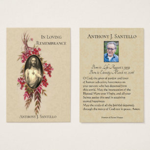 Catholic Funeral Sacred Heart Prayer Holy Card