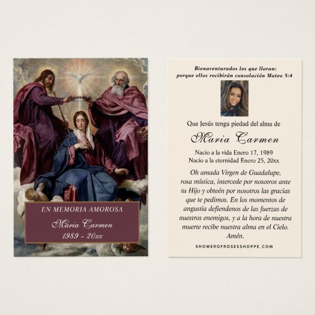 Catholic Funeral Spanish Prayer Holy Card        (Front & Back)