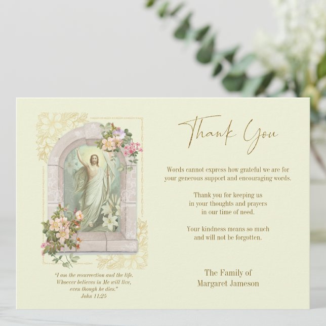 Catholic Funeral Sympathy Condolence Jesus Thank You Card (Creator Uploaded)