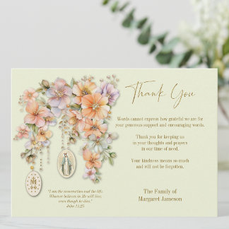 Catholic Funeral Sympathy Condolence Mary Thank You Card