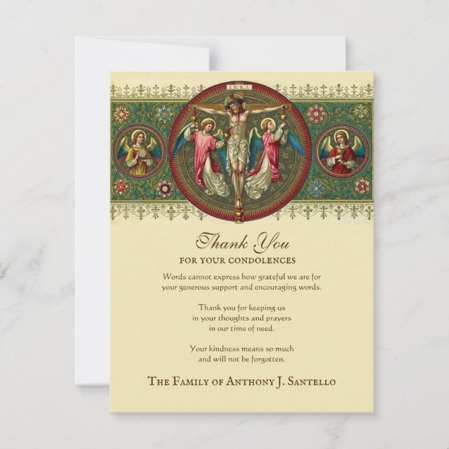 Catholic  Funeral Sympathy Holy Card Thank You (Front)
