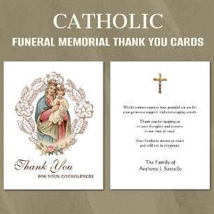 Catholic Funeral Sympathy Holy Card Thank You