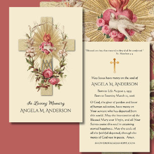 Catholic Funeral Virgin Mary Heart Cross Vintage Business Card
