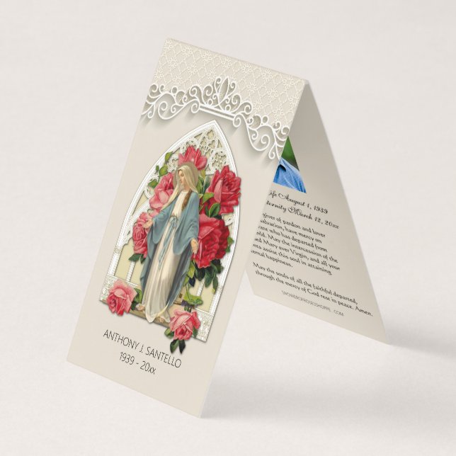 Catholic Funeral Virgin Mary Prayer Holy Card (Front)