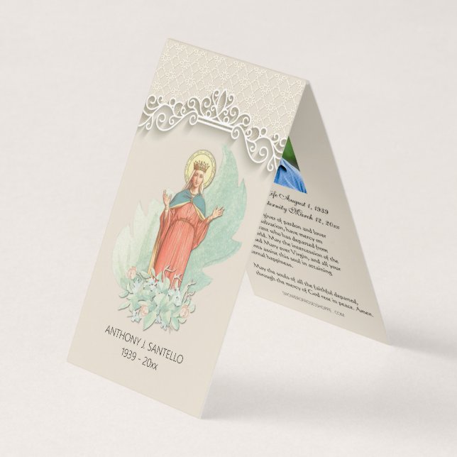 Catholic Funeral Virgin Mary Prayer Holy Card (Front)