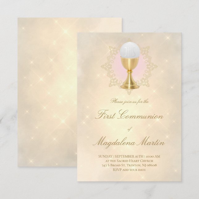 catholic girl first communion invitation (Front/Back)