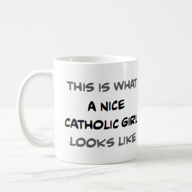 catholic girl, nice coffee mug (Left)