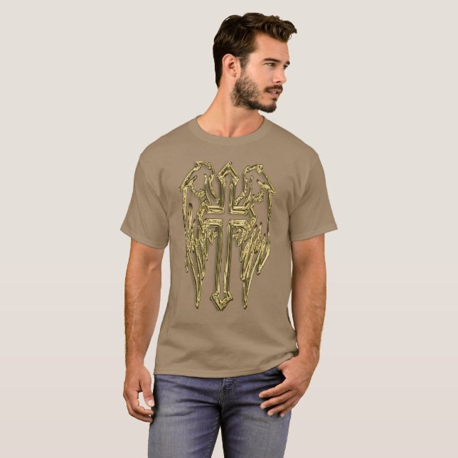catholic-gold cross white T-Shirt (Front Full)