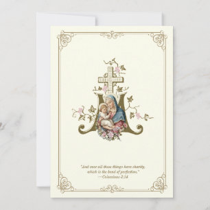 Catholic  Gold Mary & Jesus  Wedding Invitation