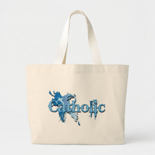 Catholic Gothic Cross Large Tote Bag