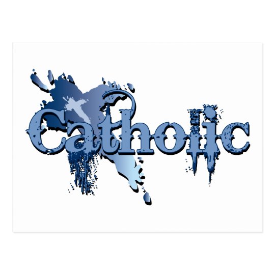 Catholic Gothic Cross navy Postcard