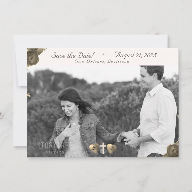 Catholic Grace Flat Save The Date Card (Front)