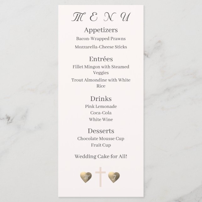 Catholic Grace  Menu (Front)