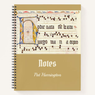 Catholic Gregorian Chant Latin Mass Medieval Gold Notebook