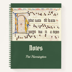 Catholic Gregorian Chant Latin Mass Medieval Teal Notebook