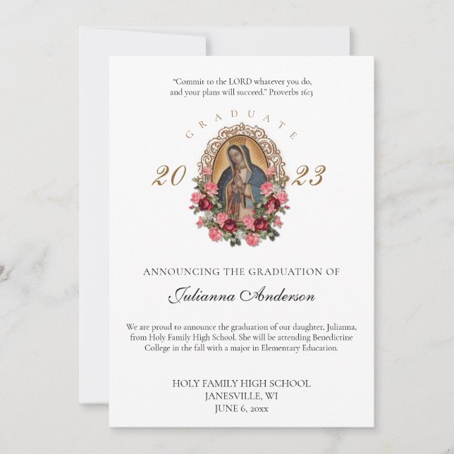 Catholic Guadalupe Graduation Announcement (Front)